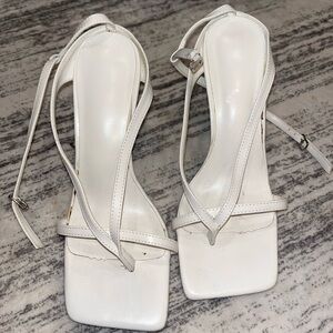 White square toe heels